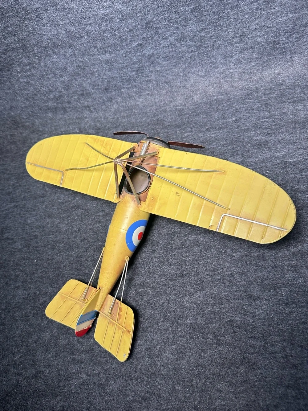 Vintage WWI British RAF Military Yellow Fighter Airplane Model